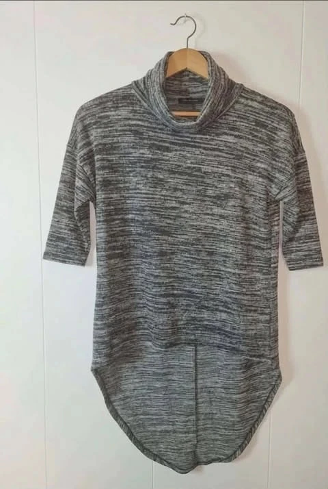 Jersey de cuello vuelto asimétrico Mim – Gris melange – Talla M – Muy buen estado – photo 5